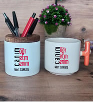 Öğretmene Hediye Canım Öğretmenim Hediye Sepeti Kupa Bardak T Kulplu, Kalemlik Hediyeleri Öğretmenler Günü Hediyesi (Model 7)