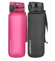 Uzspace 2'li Tritan Matara Seti 800 ml 14 Farklı Renk Seçeneği FiftyFifty (Pembe-Sıyah)