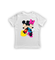 Minnie Mouse baskılı pamuklu penye kumaş yazlık çocuk tişört (Beyaz)