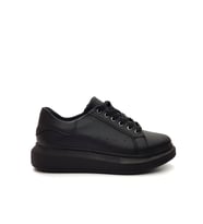 Goldstep 1145 Kadın Bağcıklı Kalın Taban Sneaker Ayakkabı (Siyah)
