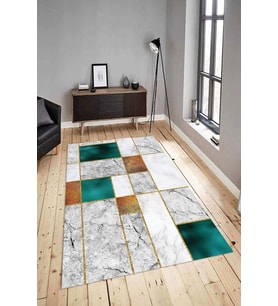 Dijital Baskılı Yıkanabilir Kaymaz Modern Renkli Salon Halısı Mutfak Halısı Yolluk ND-HY-1104 (Gri)