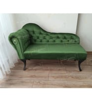 Dekoratif Bihter Koltuk Josefin Puf 130 cm Siyah Ayak (Yeşil)