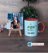 Fizik Öğretmeni Fotoğraflı Dekoratif Taş, Kupa Bardak Beyaz Hediye Öğretmenler Günü Hediyesi (Model 13)