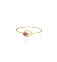Kadir Jewellery 22 Ayar Altın Kaplama El İşçiliği Zirkon Taşlı Kadın Kelepçe Bilezik (Pembe)