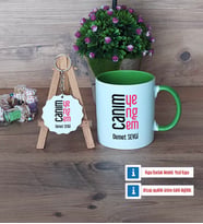 Yengeye Hediye Kupa Bardak Kırmızı ve Ahşap Anahtarlık Hediye (Model 13)