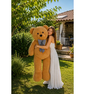125 cm Papyonlu Büyük Beyaz Ayıcık (%100 Yerli) (Kahverengi)