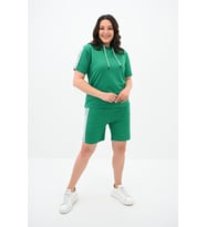 Kadın Çizgi Detaylı Büyük Beden Şortlu Takım 3768-23 (Benetton)