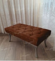 Kapitoneli Ayak Ucu Kapı Önü Antre Bench Puf GümüşAyak (120*45) (Kahverengi)
