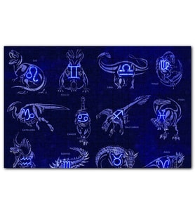 Cakapuzzle Dinozorlu Burç Sembolleri Neon Puzzle Yapboz MDF (Ahşap) (500 Parça)