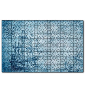 Cakapuzzle Orta Dünya Haritası ve Yelkenli Gemi Puzzle Yapboz MDF (Ahşap) (500 Parça)