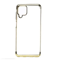 Ceponya Galaxy M12 Kılıf İnce Köşeleri Renkli Şeffaf Silikon (Gold)