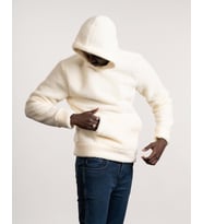 FBI Kapşonlu Kanguru Cepli Slimfit Peluş Sweatshirt (Krem)