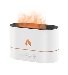 Ultrasonik Hava Nemlendirici Buhar Makinesi Alev Simülasyonlu 250Ml Aroma Difüzörü (Beyaz)