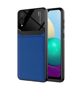 Galaxy A02 Kılıf Zore Emiks Deri Görünümlü Kılıf (Lacivert)