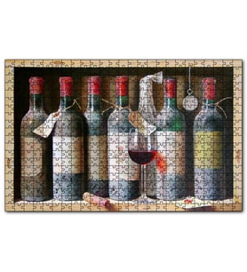 Cakapuzzle Tahta Rafta Yıllanan Nar Şarapları Puzzle Yapboz MDF (Ahşap) (1000 Parça)