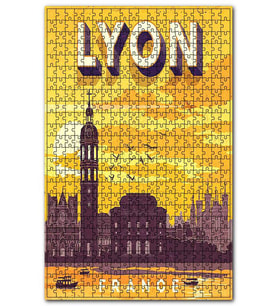 Cakapuzzle Lyon Şehri Afişi Görseli Puzzle Yapboz MDF (Ahşap) (500 Parça)