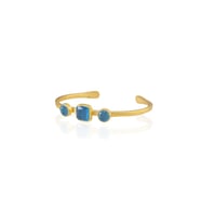 Kadir Jewellery 22 Ayar Altın Kaplama Zirkon Taşlı Ayarlanabilir Vintage Bilezik (Koyu Mavi)