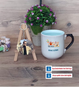 Tarih Öğretmenine Hediye Kupa Bardak Beyaz ve Fotoğraflı Ahşap Anahtarlık Hediye Öğretmenler Günü Hediyesi (Model 10)