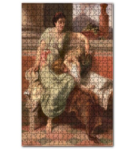 Cakapuzzle Kanepede Oturan Kadın Dizinde Uyuyan Kız Puzzle Yapboz MDF (Ahşap) (1000 Parça)