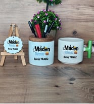Maden Mühendisi Hediye Sepeti Kupa Bardak T Kulplu, Kalemlik ve Anahtarlık Mühendisler Günü Hediyesi (Model 8)