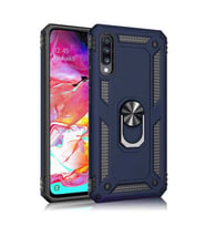 Huawei P Smart Pro 2019 Uyumlu Kılıf Standlı Manyetik Yüzüklü Military Magnetic Ring Polycarbonate and TPU Case (Lacivert)