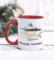 Tarih Öğretmeni Tasarımlı Kişiye Özel Kupa Bardak (Kırmızı)