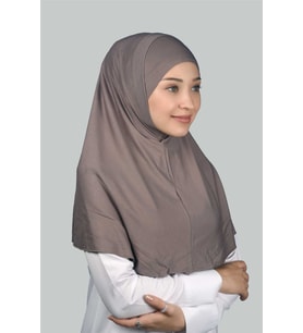 İkili Set Pratik Eşarp Hazır Türban ve Hijab Tesettür Bonesi (Koyu Vizon)
