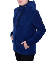 GHASSY CO.KADIN KAPŞONLU  FERMUARLI POLAR SWEATSHİRT (Mavi)