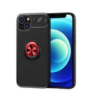 Apple iPhone 13 Mini Kılıf Zore Ravel Yüzüklü Silikon Kılıf (Siyah-Kırmızı)