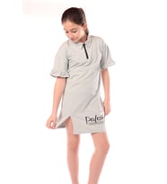 Toontoy Kız Çocuk Yakalı Fermuar Detaylı Perfect Fit Baskılı Elbise (Yeşil)
