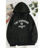 The Sunshine Baskılı Oversize Sweatshirt (Siyah)