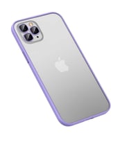 iPhone 12 Pro Max Kılıf Retro Kenar ve Lens Koruyucu Renkli Kılıf (Lila)