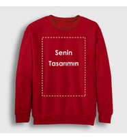 Presmono Unisex Beyaz Kendin Tasarla Kişiye Özel Sweatshirt 519522tt (Kırmızı)