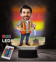 Doğum Günü Hediyesi,Sevgiliye Hediye, Kişiye Özel Fotoğraflı Mühendis Karikatür 3D Led Lamba (RGB)