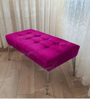 Modern Dilim Puf Ayakucu Puf Gold Metal Ayak (90*45) (Mor)