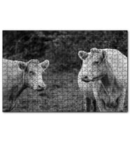 Cakapuzzle İki Beyaz İnek Görseli  Puzzle Yapboz MDF (Ahşap) (255 Parça)
