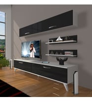 Decoraktiv Eko 5 Slm Std Retro Tv Ünitesi Tv Sehpası (Beyaz-Siyah)