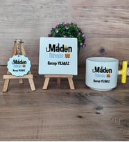Maden Mühendisi Hediye Seti Kupa Bardak T Kulplu, Dekoratif Taş, Anahtarlık Mühendisler Günü Hediyesi (Model 5)