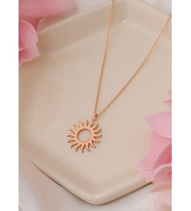 GÜNEŞ ŞEKLİNDE GÜMÜŞ KOLYE (Rose)