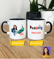 Kişiye Özel Karikatürlü Psikolog Hediye Kupa Bardak Kadın Psikologa Tıp Bayramı Hediyesi (Siyah)