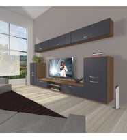 Decoraktiv Eko 9 Mdf Dvd Tv Ünitesi Tv Sehpası (Antrasit - Ceviz)