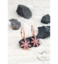 LOTUS ÇİÇEĞİ SALLANTILI KÜPE GOLD - ROSE VE GÜMÜŞ RENK 925 AYAR GÜMÜŞ KÜPE (Rose)