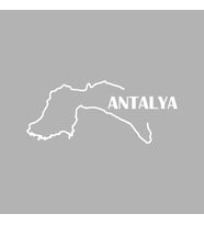 Antalya Harita Araba Sticker siyah 18x8 CM (Beyaz)
