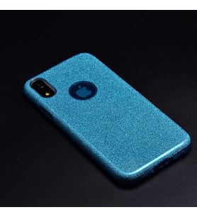 Uyumlu Model Apple iPhone XR 6.1 Kılıf Simli Parlak Shining Kapak (Mavi)