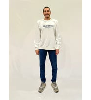 Erkek Bisiklet Yaka Rahat Kalıp 3 iplik Kalın Californıa Baskılı  Sweatshirt SPR24SW32 (Ekru)