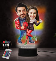 Doğum Günü Hediyesi,Sevgiliye Hediye, Kişiye Özel Fotoğraflı En Mutlu Çift Karikatür 3D Led Lamba (RGB)