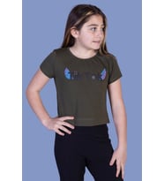 Toontoy Kız Çocuk Ön Arka TikTok Baskılı Tişört (Haki)