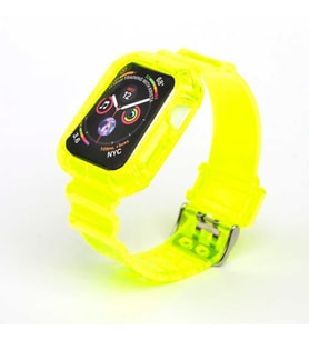 Apple Watch 38mm KRD-27 Şeffaf Renkli Transparan Silikon Kordon (Sarı)