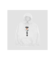 Unisex Siyah Yılbaşı Kardan Adam  Baskılı Oversize Kapşonlu Sweatshirt (Beyaz)