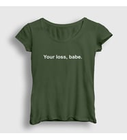 Presmono Kadın Sarı Your Loss Babe T-Shirt 415868tt (Haki)
